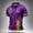 Purple, variant on Men's Rainbow Peace Sign Polo Shirt with Colorful Star Splatter Graphic and Striped Cuffs Featuring Classic Collar Short Sleeves Black L