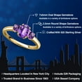 thumbnail image 2 of Gem Stone King 18K Yellow Gold Plated Silver Purple Amethyst Engagement Ring for Women | 1.07 Cttw | Oval Checkerboard 7X5MM | Gemstone February Birthstone | Size 9, 2 of 6