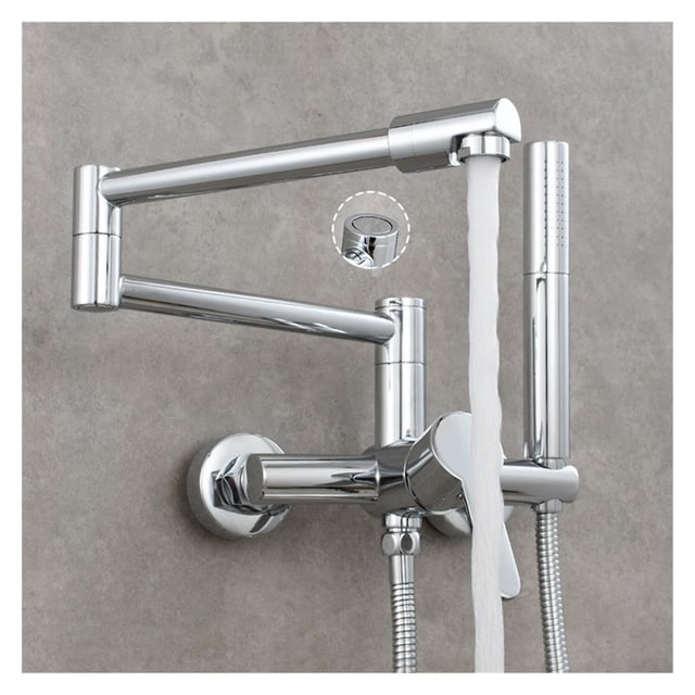 Fodable Kitchen Faucet Brass Black Kitchen Sink Mixer Tap Hot & Cold Wall Mounted With Spray Gun Rotating Sink Mixer ,Effortless Installation