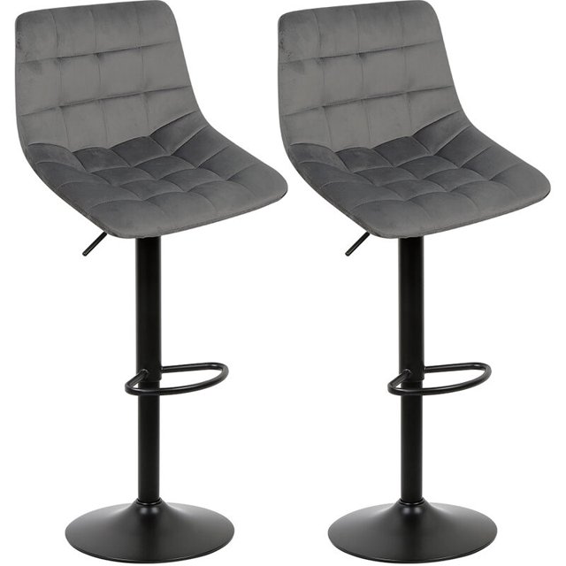 Juego de 2 Taburetes de Bar, Ajustable en Altura y Giratorio 360°, Taburete de Cocina con Asiento de Terciopelo Bien Acolchado - Gris esquí esquí Gafas de esquí