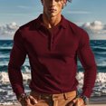 thumbnail image 2 of Kaemgyyd Men's Casual Shirts Classic Button Basic Long Sleeve Tops Trendy Solid Color Collar Stylish Golf Tees, 2 of 5