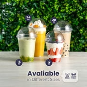 Fit Meal Prep 16oz Cold Coffee Clear Plastic Boba Cups with Dome Lids,100 Pack Disposable Dome Lid Cups for Iced Coffee,Smoothies,Parfaits & Desserts