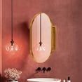 thumbnail image 5 of 20x34 Inch Oval Recessed Bathroom Medicine Cabinet, Matte Gold Metal Framed With Mirror And Adjustable Shelves Cabinet Mirror, For, 5 of 7