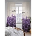 thumbnail image 3 of Purple Lavender Sheer Curtains 2 Panels Set Welcome Spring Pastoral Lihgt Filtering Rod Pocket Voile Drape, Semi Sheer Window Curtains for Bedroom Living Room, 52"x84", 3 of 5