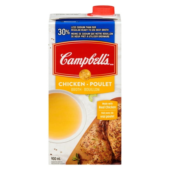 Campbell’s 30% Less Sodium Chicken Broth, 900 mL