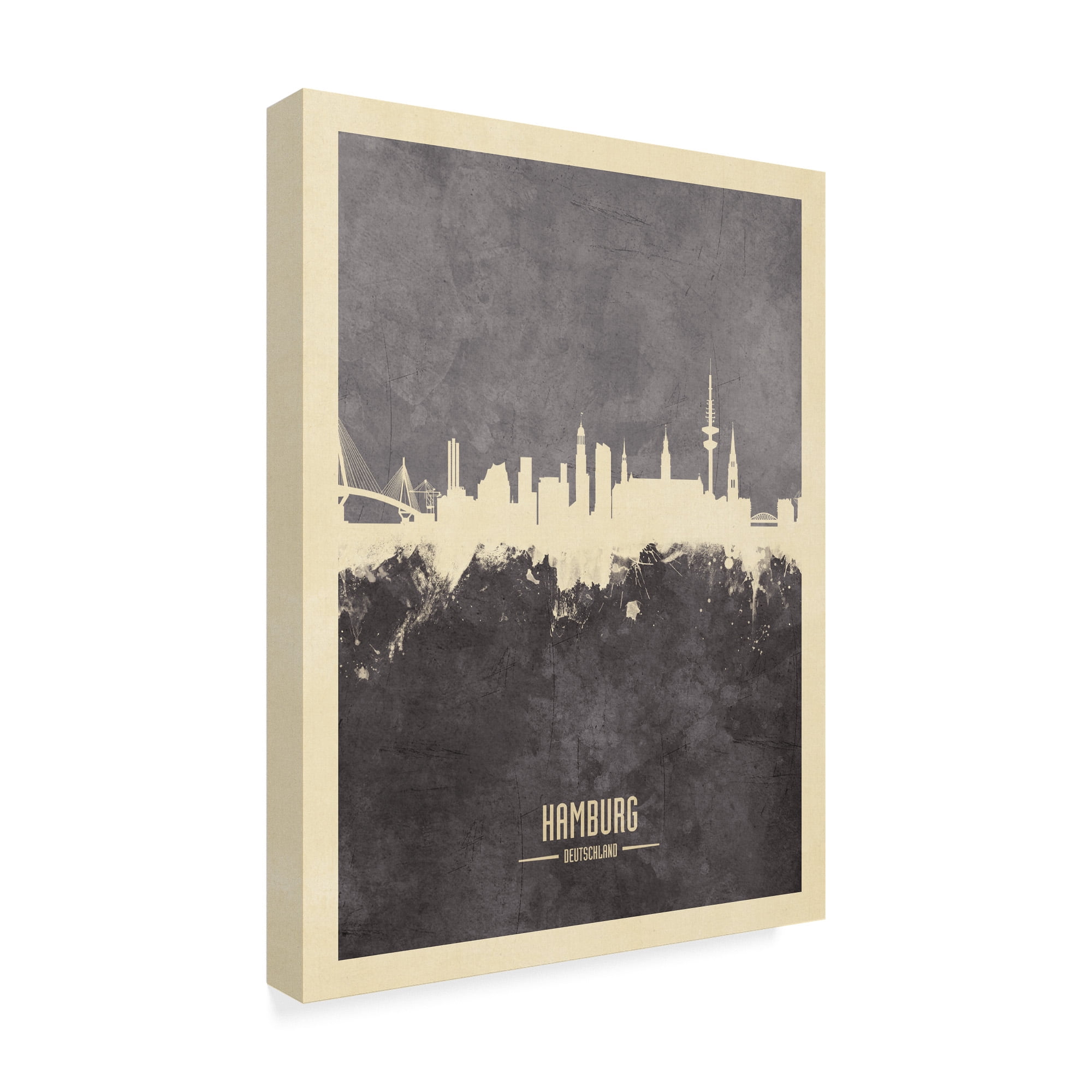 Trademark Fine Art 'Hamburg Germany Skyline Gray' Canvas Art by Michael Tompsett
