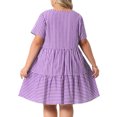 thumbnail image 4 of DARING DIVA Women's Plus Size Plaid Round Neck Short Sleeve Midi Dress 4X Purple, 4 of 6
