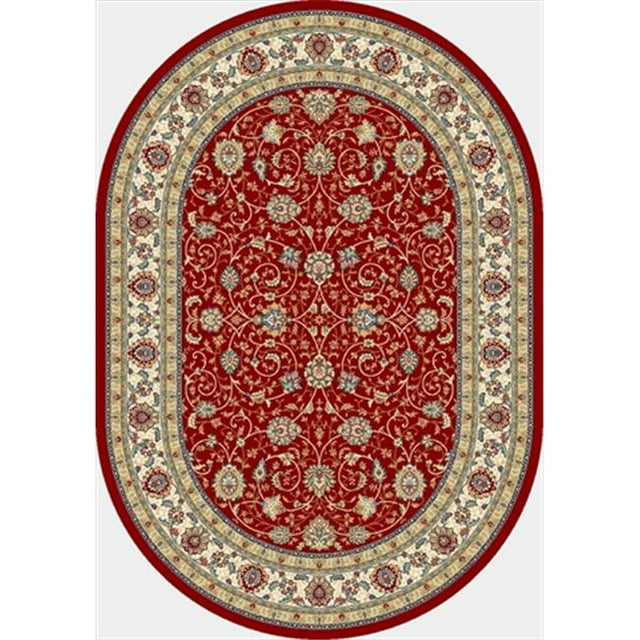 Dynamic Rugs ANOV69571201464 Ancien Jardin 5 Pi 3 Po x 7 Pi 7 Po Ovale 57120-1464 Tapis - Rouge/ivoire