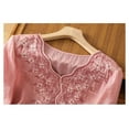 thumbnail image 3 of Endives Shirts for Women Embroidered Tops Floral Cotton Linen Tunic T shirt Tee Women 3/4 Sleeve V Neck Button Boho Ethnic, 3 of 4