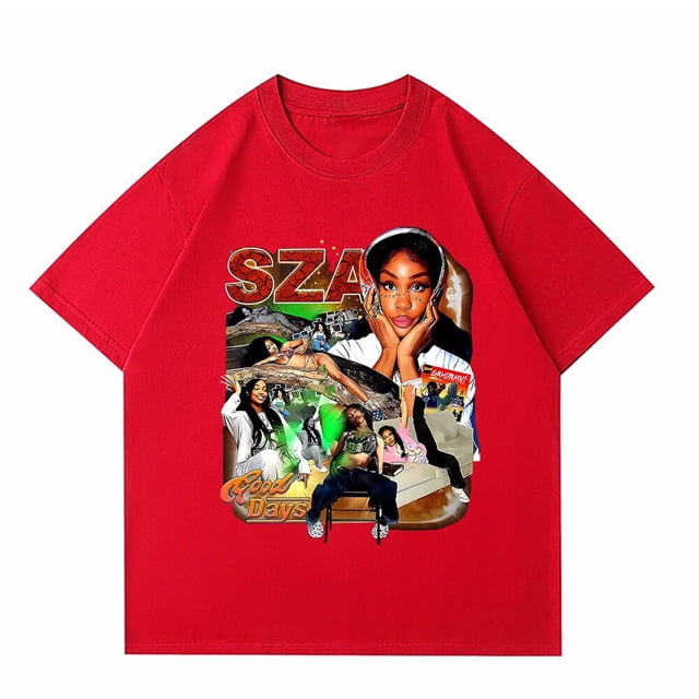 Camiseta gráfica SZA Good Days para hombre, camisa 100% de algodón de manga corta, estilo Hip Hop, rapero de los 90, Vintage, de gran tamaño