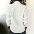 thumbnail image 6 of WIZUTIZ Women's Solid Color Button Front Lapel Collar Long Sleeve Sweatshirt Casual Sporty Pullover Top for Winter, 6 of 7
