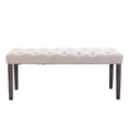 thumbnail image 5 of GZXS 45.28'' Velvet Bedroom Bench, Upholstered End of Bed Seat with Tufted Button, Vintage Padded Dining Bench w/ Solid Wood Legs, for Kitchen, Living Room, Hallway, Beige, 5 of 9