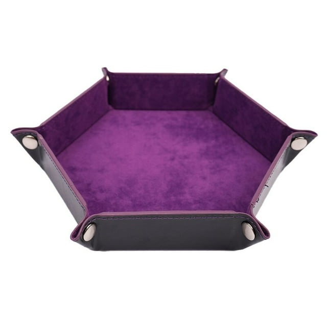 2021 Foldable Dice Tray Box PU Leather Folding Hexagon Key Storage Coin Square Tray Dice Game Table Board Games He Qiyong unisex