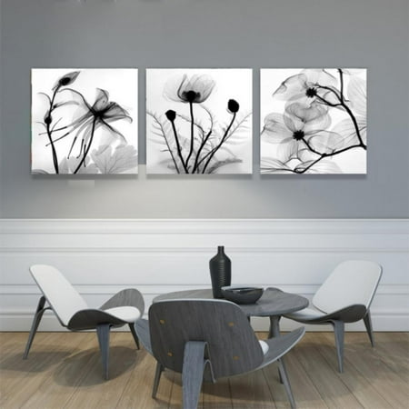 3Pcs Bathroom Decor Canvas Flowers Artwork Painting Prints Pictures Canvas Wall Art Abstract Painting Living Room Home Wall Modern Art Decor 12" x 12"