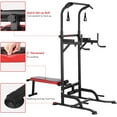 thumbnail image 2 of Pirecart Power Tower with Bench Height Adjustable Pull Up Bar Stand Dip Station with Folding Weight Bench and 4 Ropes, 400lbs, 2 of 8