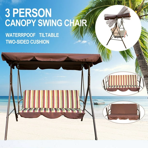 Three Seat Outdoor Patio Hammock Chair For Porch Removable Cushions Garden Porch Swing Balcony Lounge Chair With Converting Canopy Hammock Bench And Backyard With Flatbed Walmart Com Walmart Com