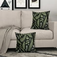 thumbnail image 3 of Sage Green Leaf Pillow Covers 18x18 Set of 2 Black Vintage Style Herbs Fern Floral Botanical Plant Print Spring Decorative Throw Pillow Cases Outdoor Seasonal Farmhouse Decor for Sofa Couch Bed, 3 of 6