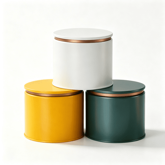 Round Matte Iron Tea Canister, Flat Lid Airtight Tin Container for Tea Leaves, Small Empty Metal Tea Jar for Storage Organization 4 Inch Green