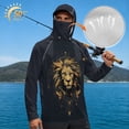 thumbnail image 3 of SEANATIVE Men's Fishing Shirt UV Protection Long Sleeve Fishing Hoodie Long Sleeve Breathable Hooded Casual Top Athletic Wear for Outdoor Camping Running, S, Lion Print Gray, 3 of 7