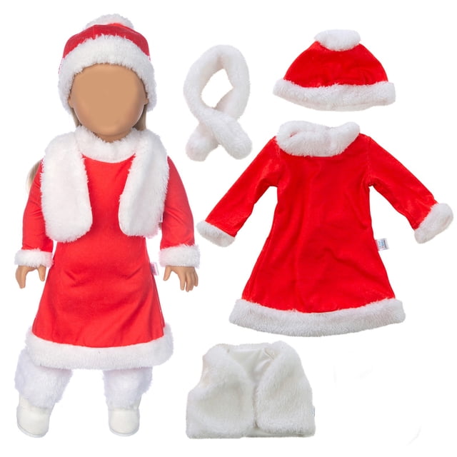 Fiudx Ofertas flash del día solo en línea Vestido de muñeca para niña, hermoso vestido adecuado para muñecas de 18 pulgadas, vestido de muñeca navideña, sin muñeca ni zapatos