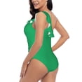 thumbnail image 4 of Haiem Forestgreen Women's One Piece Swimsuits Tummy Control One Shoulder Bathing Suits Ruffle Swimwear-XX-Large, 4 of 8