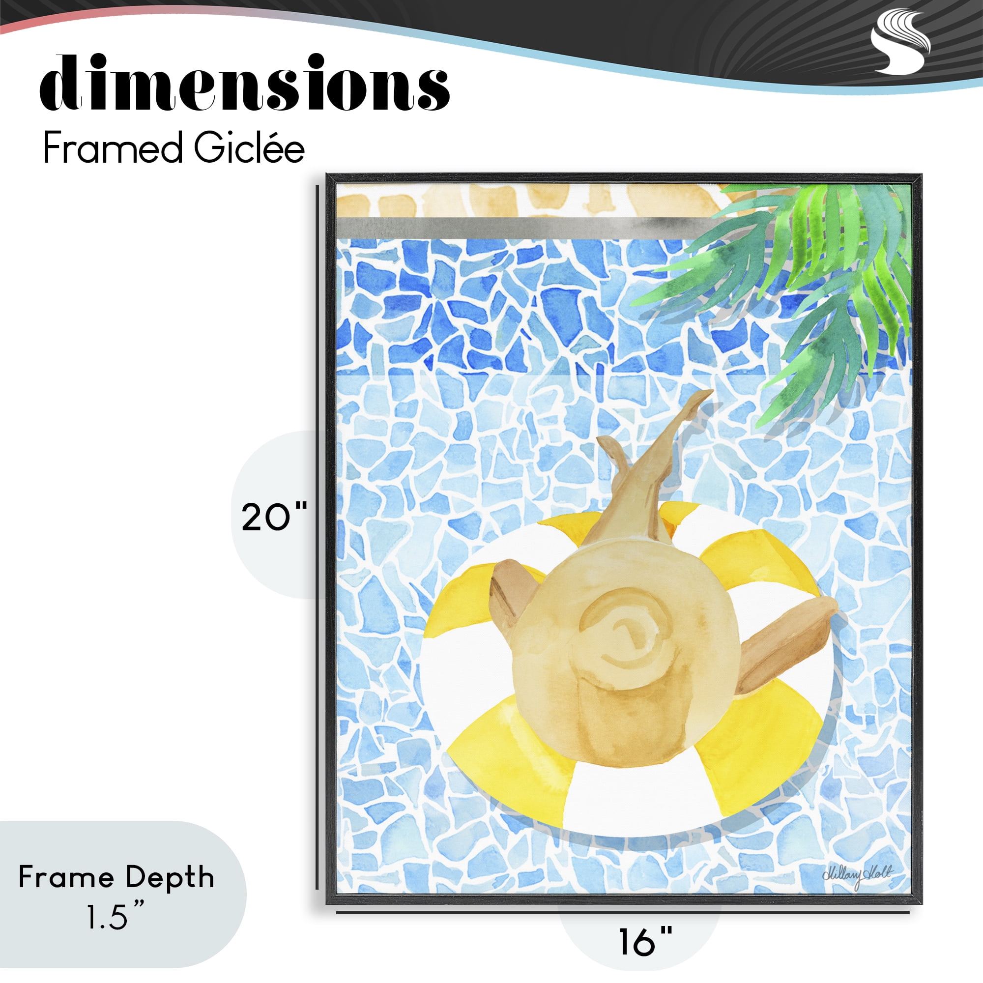 Stupell Industries Summer Poolside Drift Black Framed Giclee Art, design by Hillary Holt