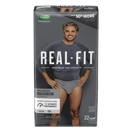 Depend Incontinence Underwear for Men, Maximum Absorbency, Small/Medium, 22 Count, Grey