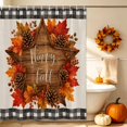 thumbnail image 5 of Happy Fall Shower Curtains for Bathroom, Maple Leaves Checked Thanksgiving Vintage Waterproof Fabric Shower Curtain, Decorative Bathroom Curtain for Bathtub, 36"x72", No Hooks Included, 5 of 9