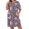 thumbnail image 2 of Chemises de Nuit pour Femmes Grande Taille Robe de Nuit Décontractée pour Femmes Grande Taille Imprimé Cœur Manches Courtes Col Rond Extensibilité Moyenne Nuisette Ample TTG, 2 of 5