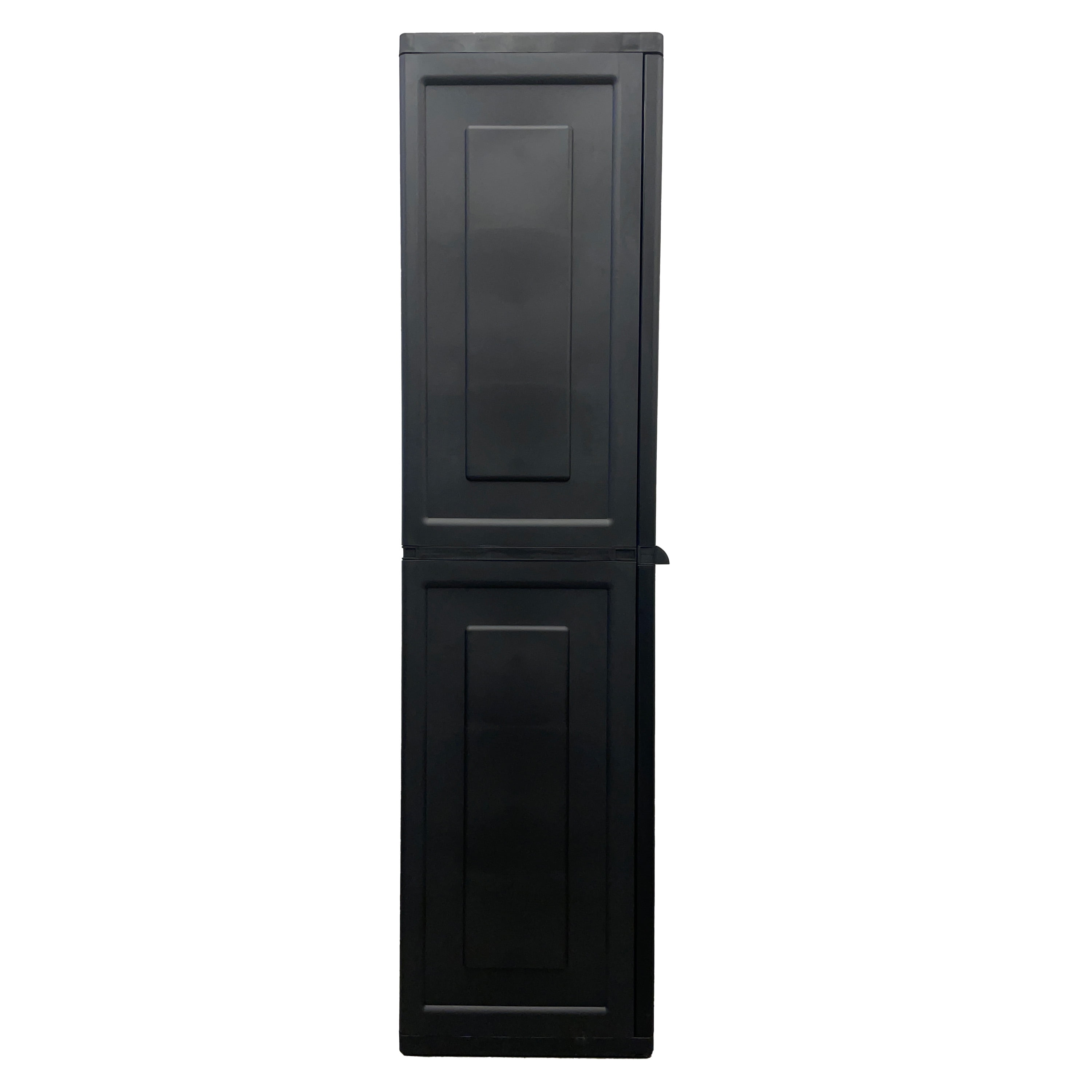 Hyper Tough 4-Shelf Plastic Garage Storage Utility Cabinet, Black, Model HT-4SHFF-CABT