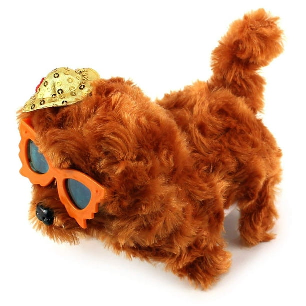 Battery Operated Toy Plush Walking Interactive Puppies with Wagging