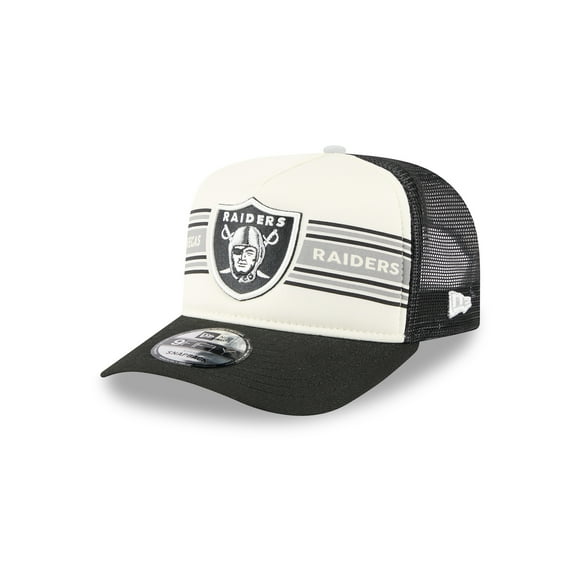Men's New Era  Cream/Black Las Vegas Raiders Banner A-Frame 9FIFTY Trucker Snapback Hat