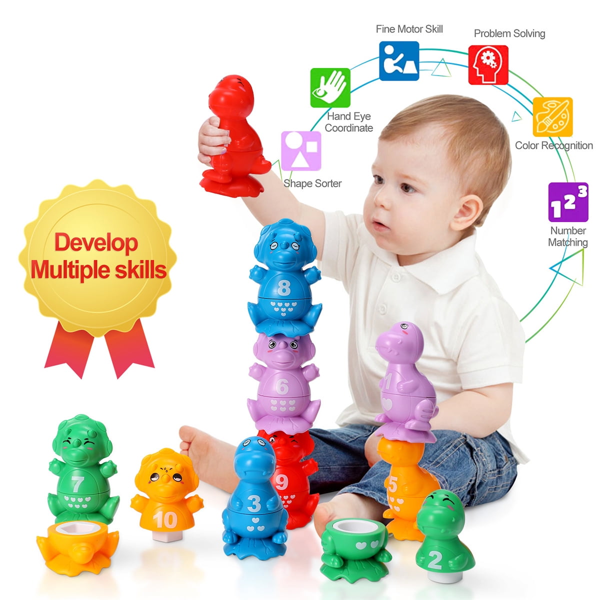 Buy Dinosaur Toys Stacking Dinosaur Blocks Toys for Kids Toddlers 3