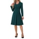thumbnail image 2 of INSPIRAR CHIC Vestidos Elegantes de Oficina para Mujeres con Cuello Cuadrado, Manga Larga, Plisado, Vestido A-line XS Verde Lago, 2 of 6