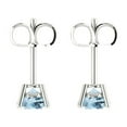 thumbnail image 4 of 1 Ct Round Cut Studs Blue Natural Aquamarine 14K White Solid Solid Gold Everyday Dainty Earrings Push Back, 4 of 7