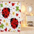 thumbnail image 2 of Erosebridal Cute Ladybug Shower Curtain 72Wx78L,Kawaii Daisy Flower Bath Curtain,White Yellow, 2 of 5