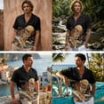 thumbnail image 2 of FOR U DESIGNS Tiger Flower Wave Moon Print Couple Outfits Linen-Like Button Down Shirt or Sleeveless Dress with Pockets for Parties Wedding Date, 2 of 7