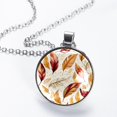 thumbnail image 2 of Thanksgiving Leaves Glass Design Circular Pendant Necklace - Stylish Jewelry for Women, 2 of 5