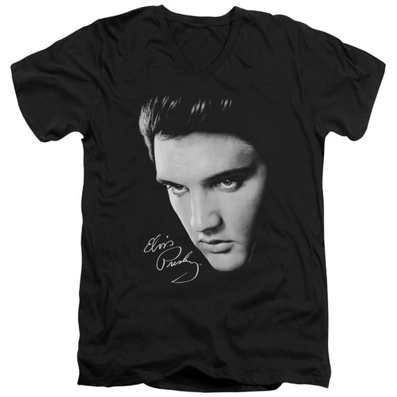 Elvis Presley - Face - Slim Fit V Neck Shirt - Small
