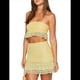 thumbnail image 2 of Conjuntos de Verano de 2 Piezas para Mujer: Top de Tubo Sin Tirantes de Encaje y Minifalda con Volantes, Conjuntos para Salir Amarillo M, 2 of 9