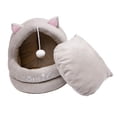 thumbnail image 2 of Lindo nido para gatos semicerrado, sofá cama para mascotas, con pelota de juego, suave y universal Gris, 2 of 8