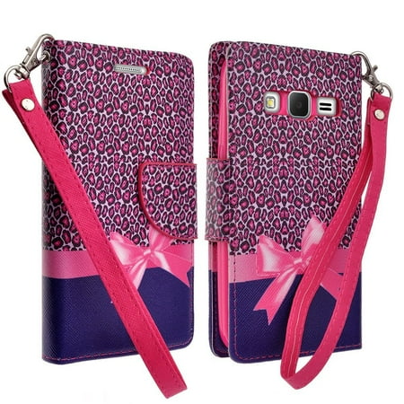 - For Samsung Galaxy Core Prime G360, Prevail LTE Hybrid PU LEather TPU Insert Ribbon Design Magnetic Flip Wallet Kickstand Phone Case Cover
