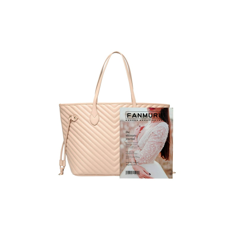  Daisy Rose Quilted Tote Shoulder Travel Bag & Matching Clutch  PU Vegan Leather - Beige : Clothing, Shoes & Jewelry