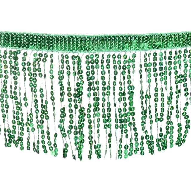 Uxcell 10 Yardas Fleco de Lentejuelas de 6.3 Pulgadas de Ancho para Costura de Manualidades, Verde Oscuro