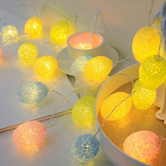 Xihbxyly Guirnalda de Luces Led de Pascua, Temporizador, Bajo Consumo, Control Remoto, Decoración Interior y Exterior, Ideal para Fiestas Navideñas, Funciona con Pilas (2 o 3 Pilas Aa), Formas de Eva