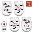 thumbnail image 2 of Dog Mother Wine Glasses - Stemless Set of 4 with 2 of Each Style - Bottoms Up - 4.75" Tall - Each Glass Holds 20 oz, 2 of 5