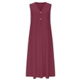 thumbnail image 4 of DHFJKG Summer Dresses For Women Casual Sleeveless Maxi Dress Button Down V Neck Loose Fit Tank Dress Beach Vacation Clothes Trendy Dresses, 4 of 5