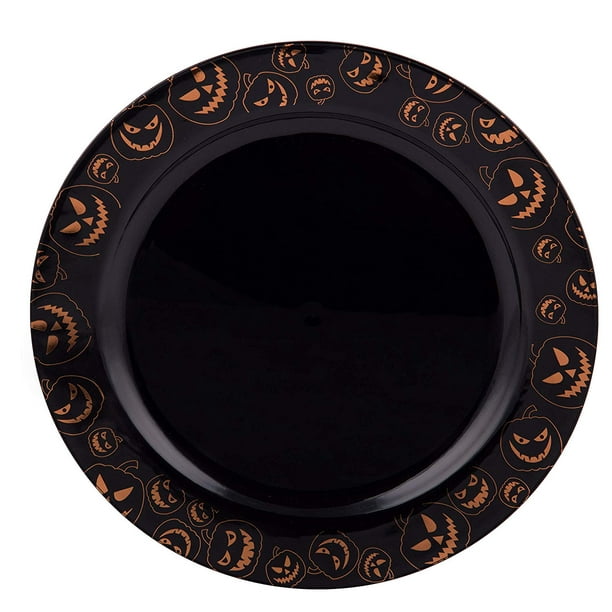 Party Joy 50Piece Plastic Dinnerware Set Halloween Plates Pumpkins Collection (50) 7.5