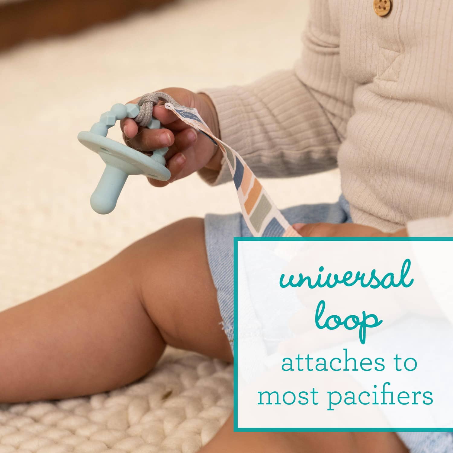 Infantino Pacigrip Universal Pacifier Clips for Infant & Toddler, Luna Love, 2-Pack