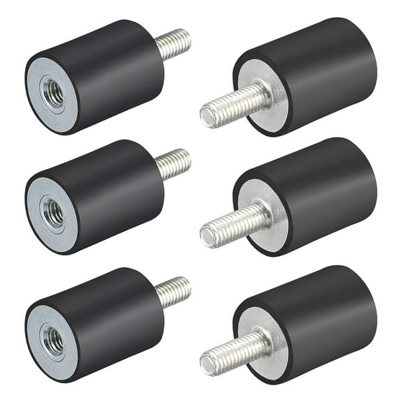 M6 Male Female Rubber Anti Vibration Isolators Mount Shock Absorber D20mm x H25mm 6pcs
